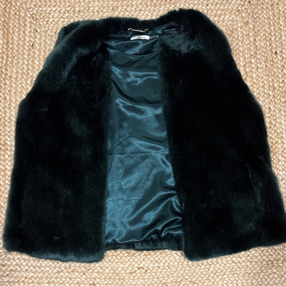 Calvin Klein Emerald Greeb Faux Fur Vest